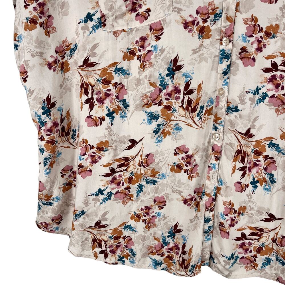 Torrid Floral Button Up Top Shirt 5 Wine Stretch 28 - Picture 7 of 14
